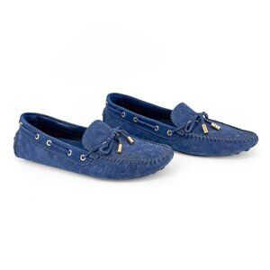 Louis Vuitton Gloria Moccasin Loafers Blue LV Monogram Suede Size 40 US 10 Women